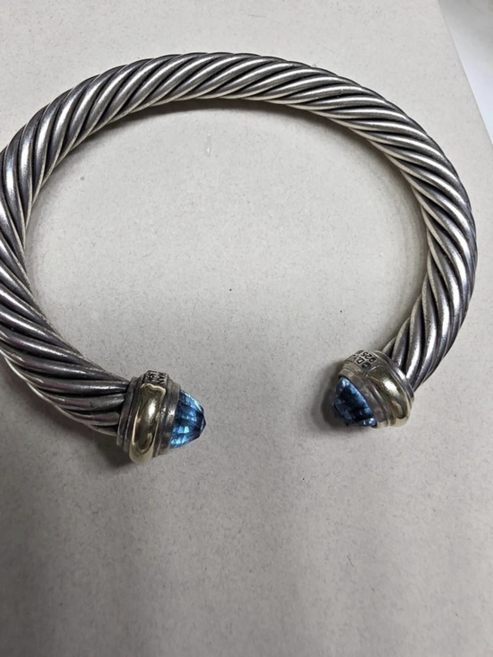 David Yurman Cable Classics Bracelet with Blue Topaz and Yellow Gold Bracelet